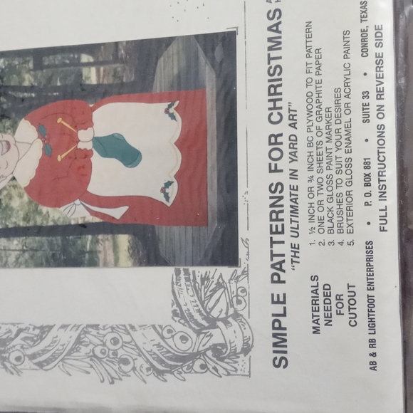 Vintage Simple Patterns for Christmas Mrs Clause Yard Art Pattern Size 70" x 33" - Picture 4 of 5